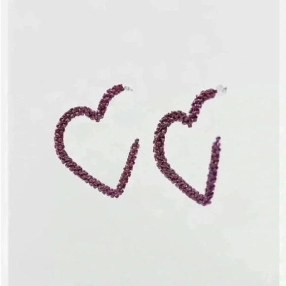 Zara heart pink rhinestone earrings - Picture 2 of 3